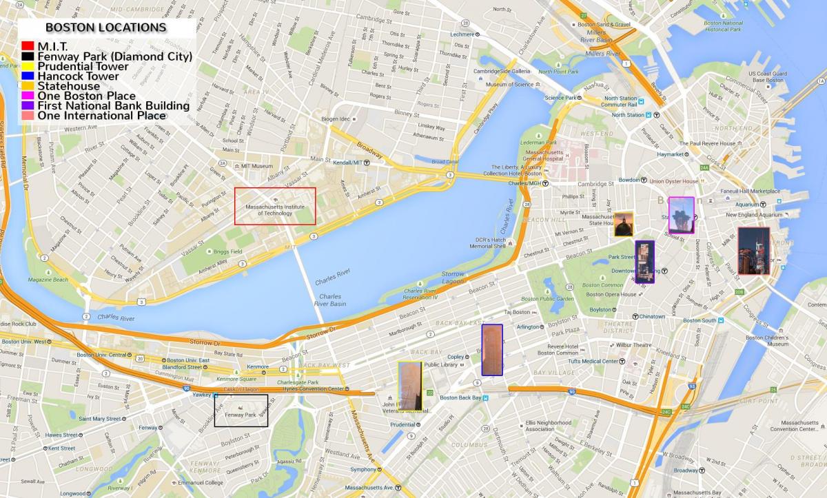 χάρτης του κέντρου της πόλης Boston