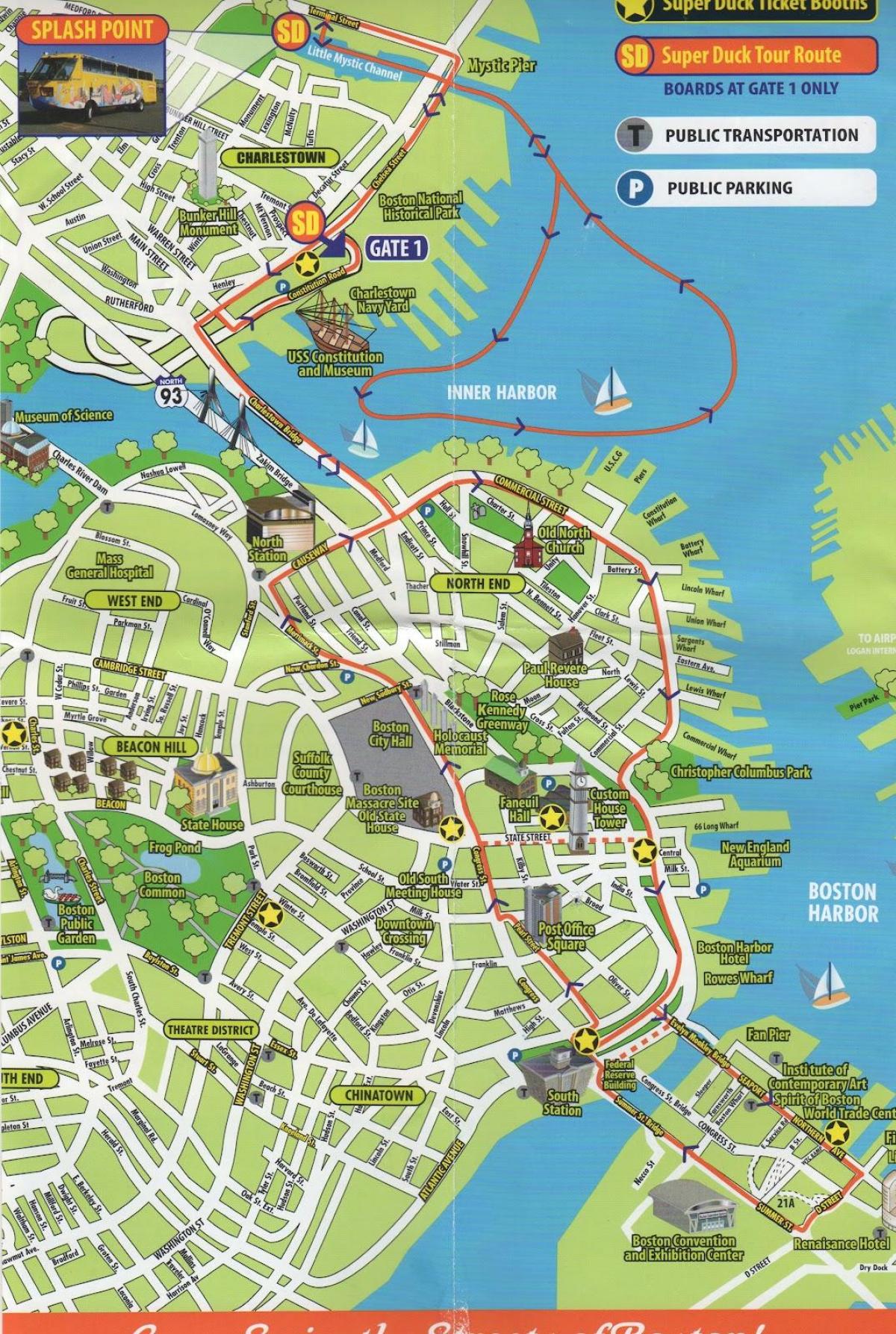 χάρτης της Βοστώνης στα αξιοθέατα