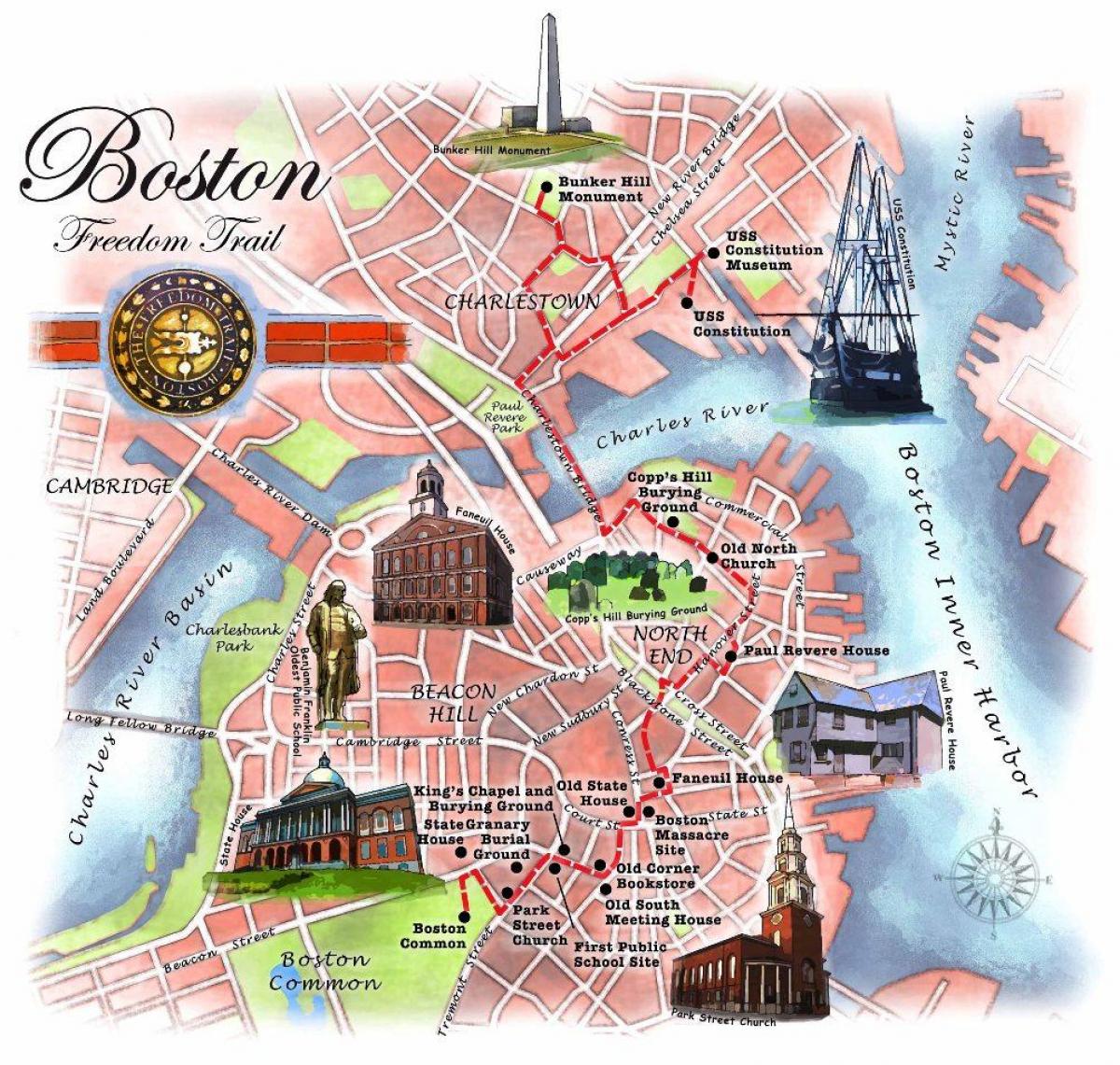 χάρτης της Boston freedom trail