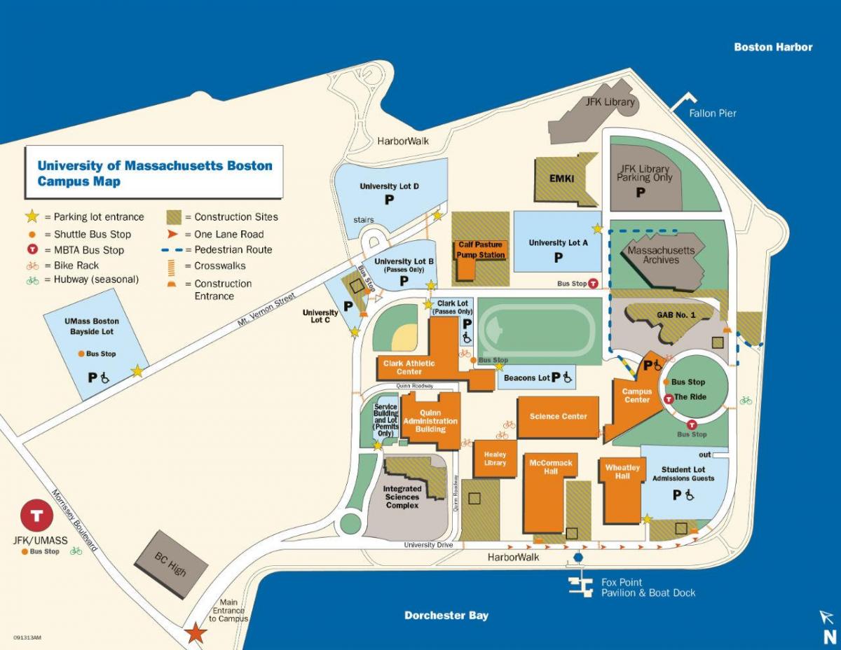 umass Boston χάρτη της πανεπιστημιούπολης