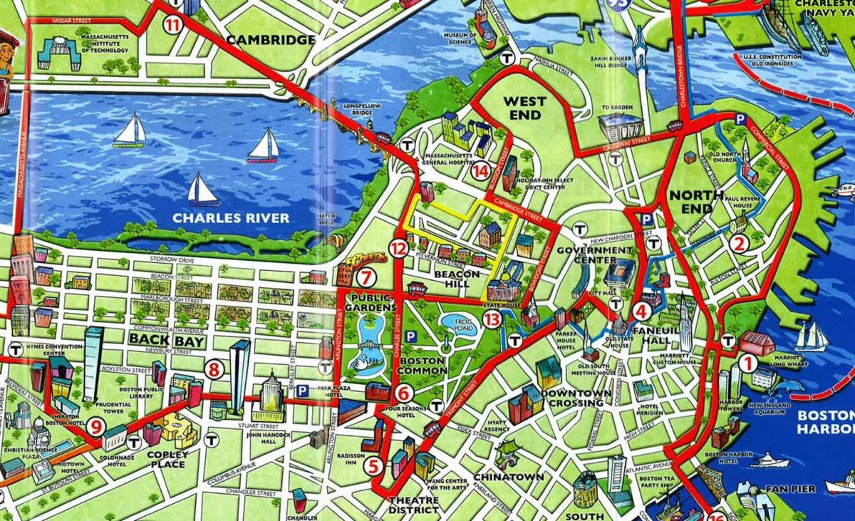 χάρτης της Βοστώνης αξιοθέατα