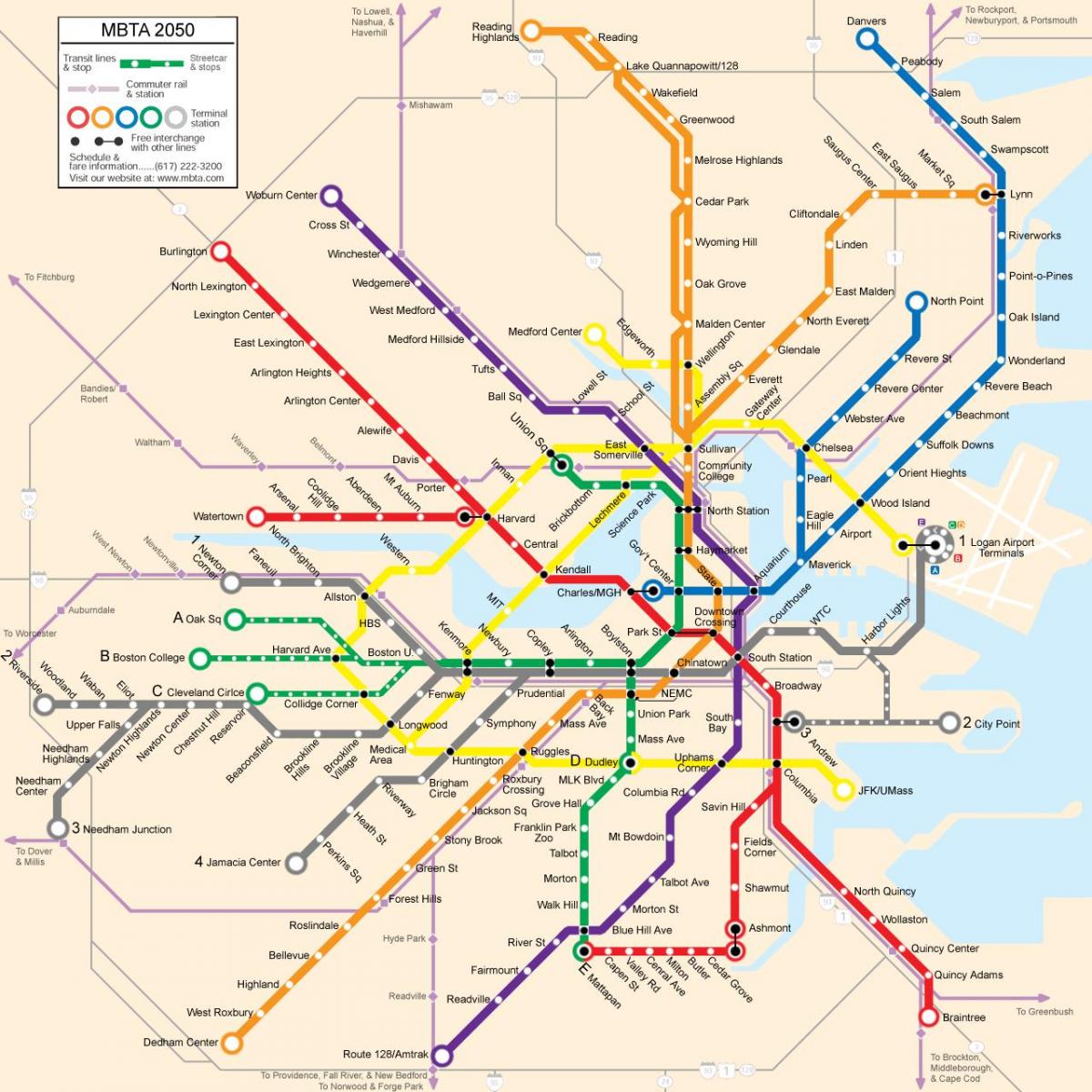Βοστώνη μαζικής μεταφοράς χάρτης
