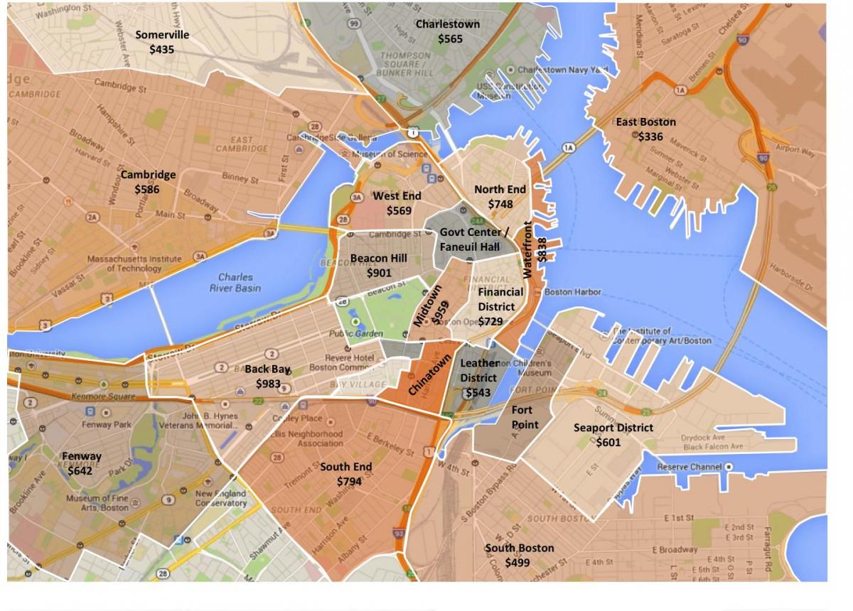 πόλη της Βοστώνης ζώνη χάρτη