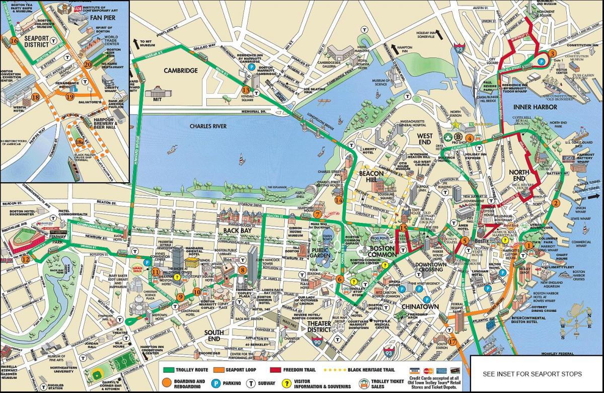 Βοστώνη trolley tours εμφάνιση χάρτη