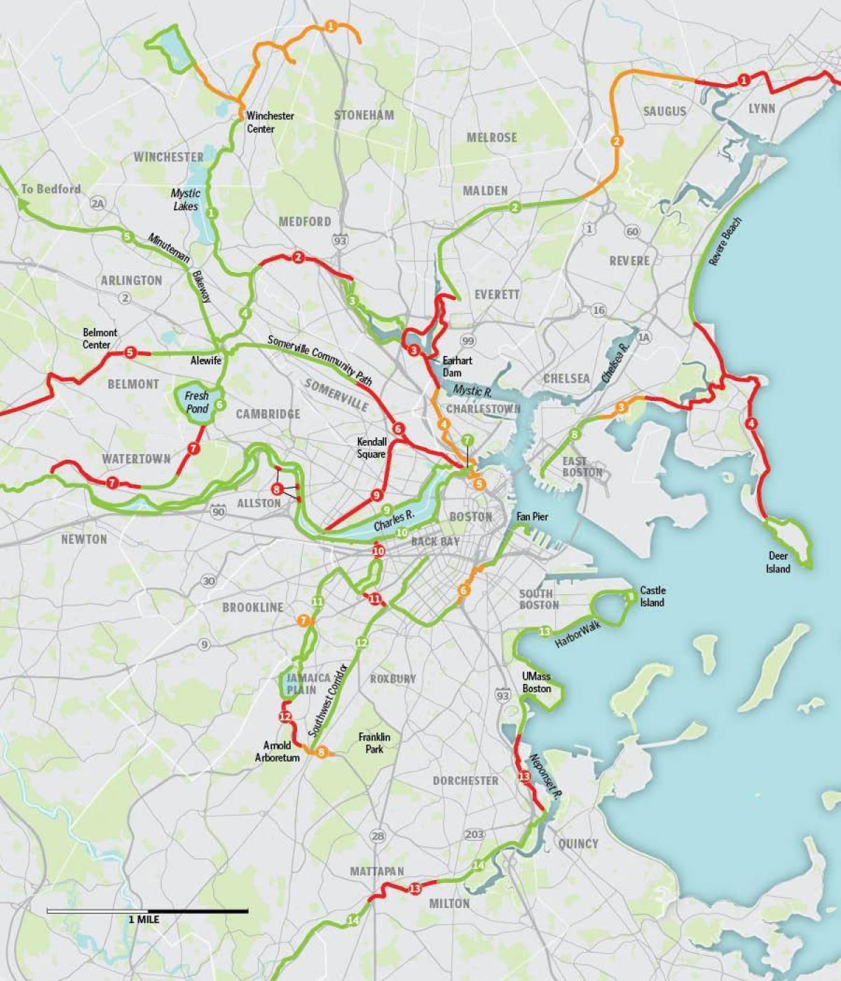 χάρτης της Βοστώνης ποδήλατο