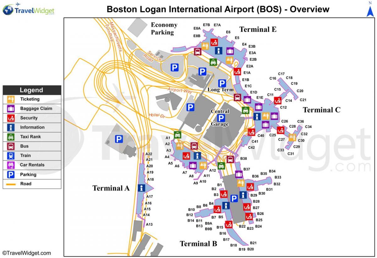 χάρτης από το διεθνές αεροδρόμιο Λόγκαν