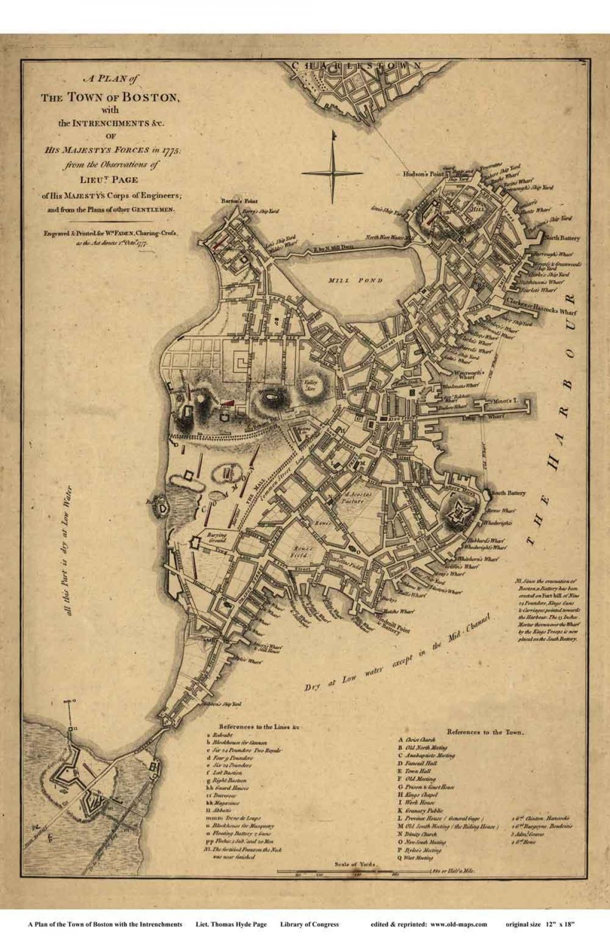 χάρτης της ιστορικής Βοστώνη
