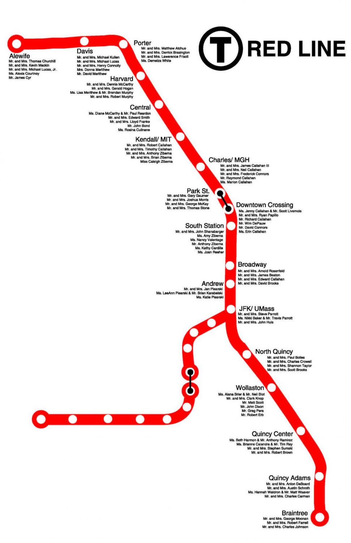 κόκκινη γραμμή Βοστώνη εμφάνιση χάρτη