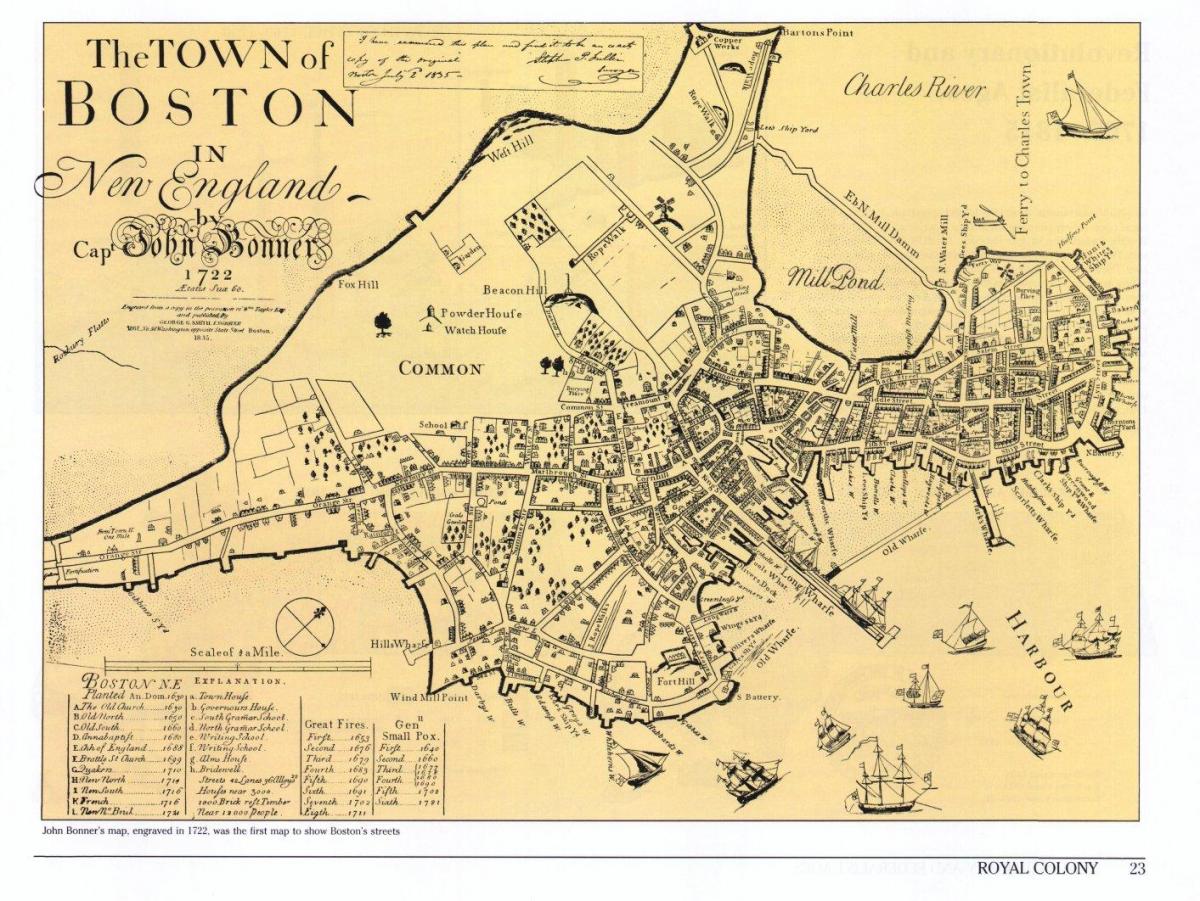 παλιό χάρτη της Βοστώνης