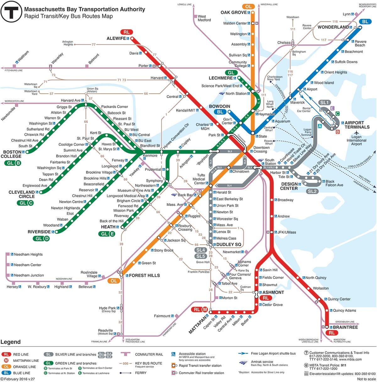 MBTA χάρτης κόκκινη γραμμή