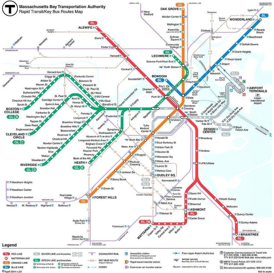 MBTA Βοστώνη εμφάνιση χάρτη