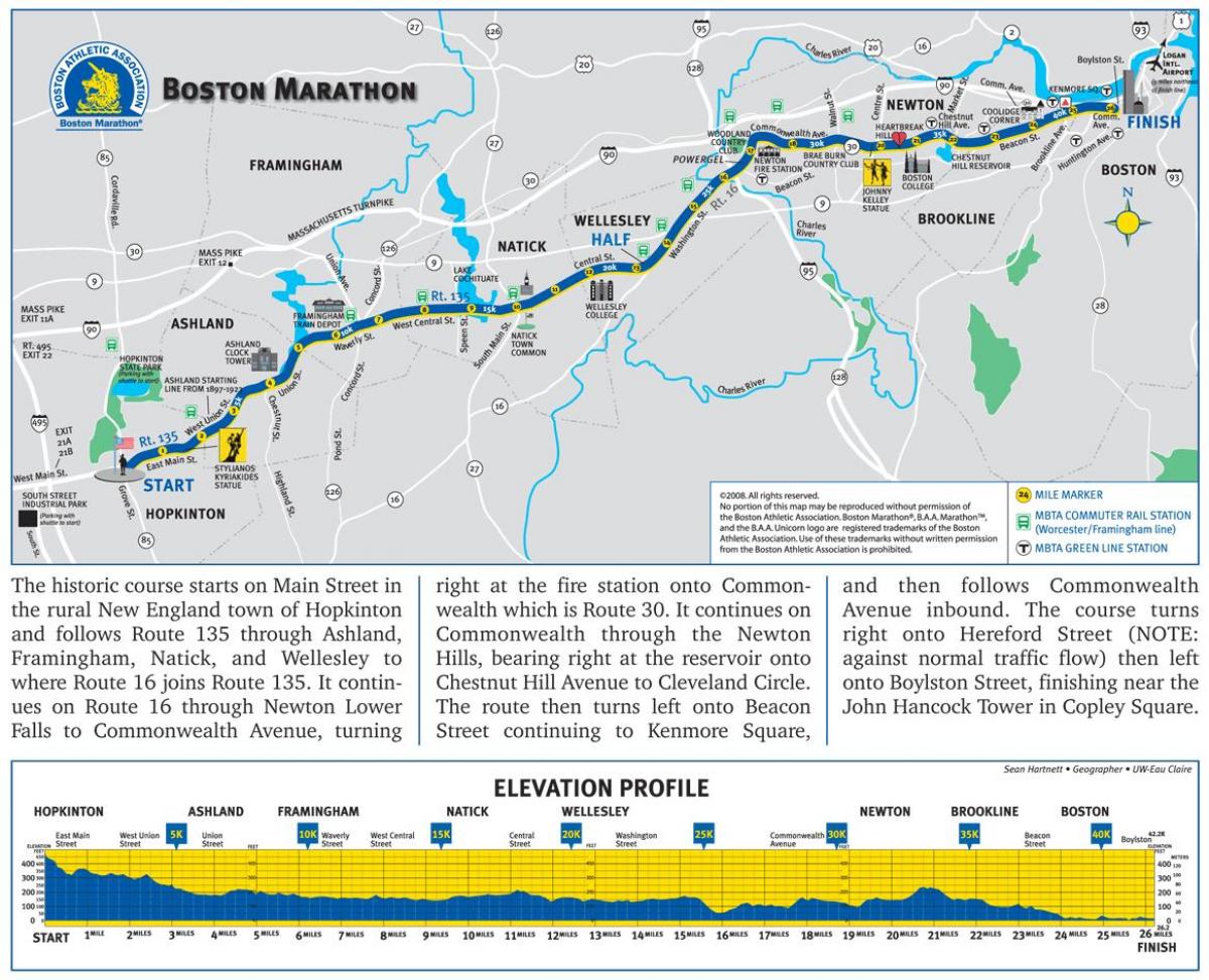 Μαραθώνιο της βοστώνης υψόμετρο χάρτης