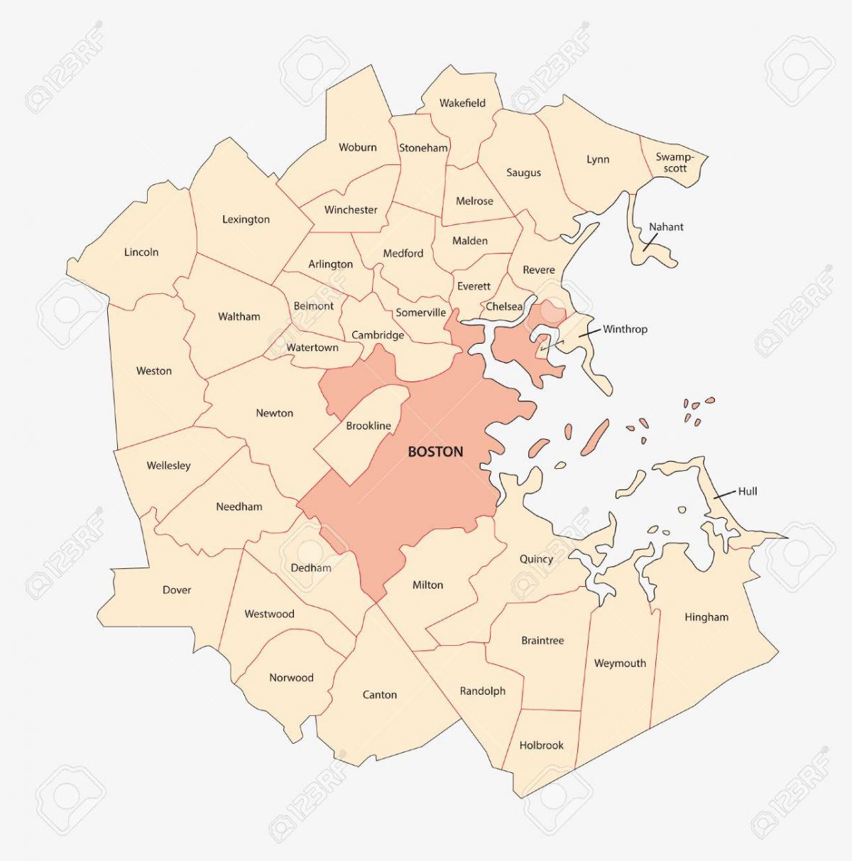 χάρτης περιοχή της Βοστώνης