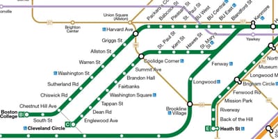 MBTA πράσινη γραμμή χάρτης