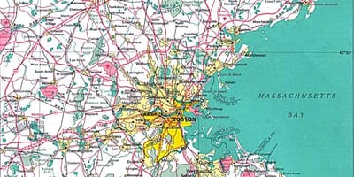 Χάρτης της ευρύτερη περιοχή της Βοστώνης