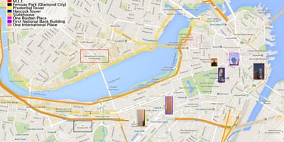 Χάρτης του κέντρου της πόλης Boston
